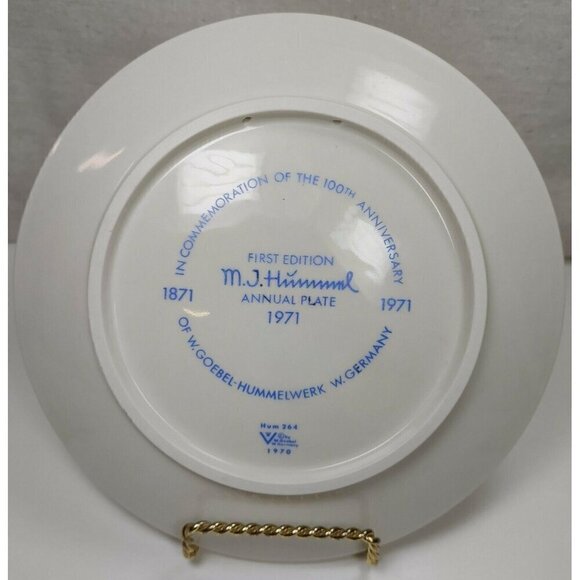 M J Hummel 1971 Hand Painted Porcelain First Edition 100 Years Angel Plate VTG - Picture 2 of 10